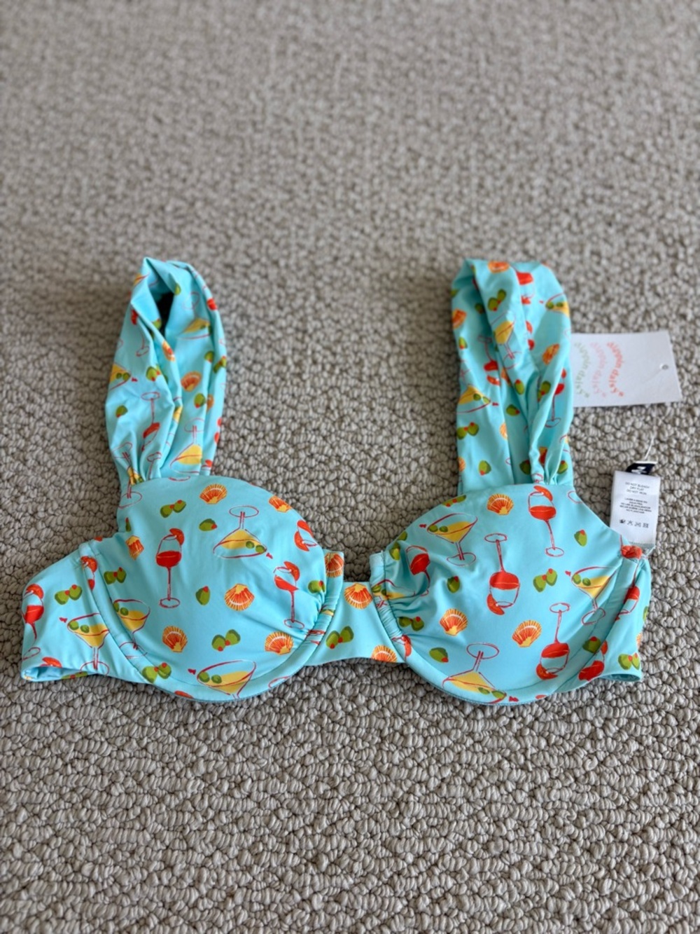 Dippin' Daisy's Aqua Blue Cocktail Print Bikini Top